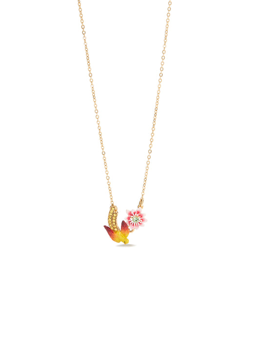 Budgie And Passion Flower Pendant Necklace | AUVI3051