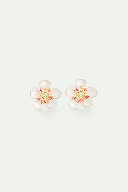 White Cherry Blossom Sleeper Earrings | AVHA1011