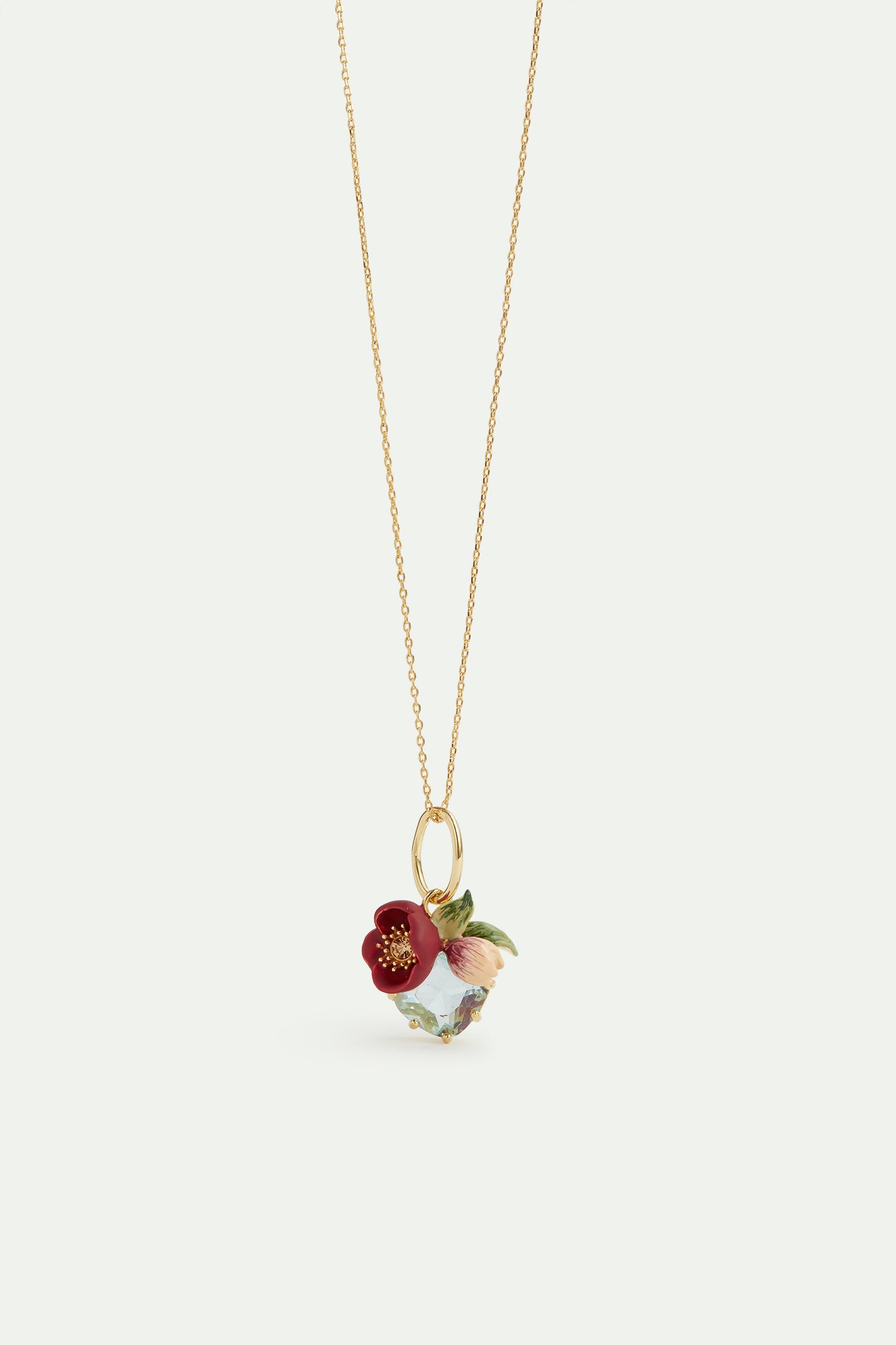 Red Helleborus And Cut Stone Pendant, Serenity And Love | AVPE4411