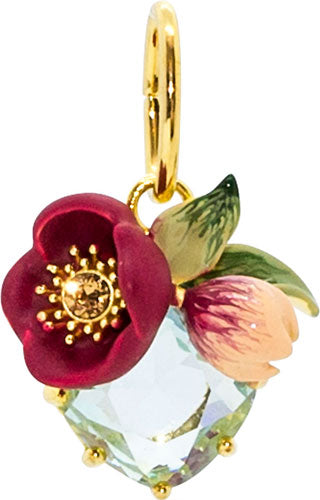 Red Helleborus And Cut Stone Pendant, Serenity And Love | AVPE4411