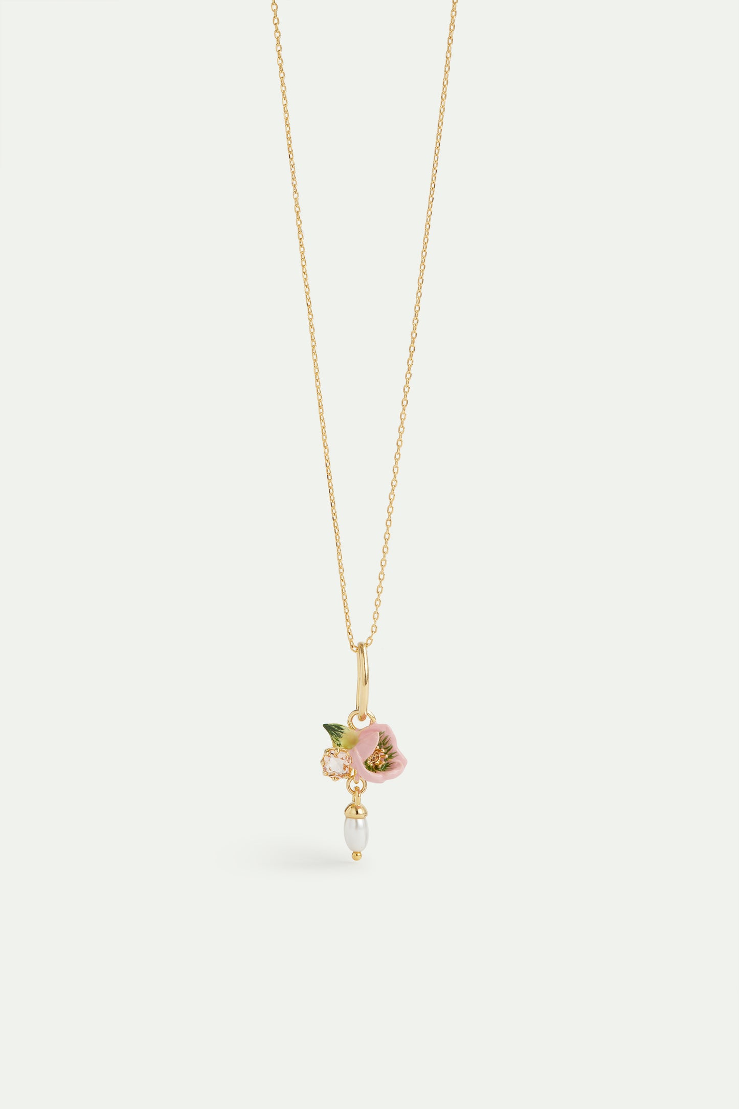 Pink Helleborus And Artificial Pearl Pendant, Feminity And Gentleness | AVPE4421