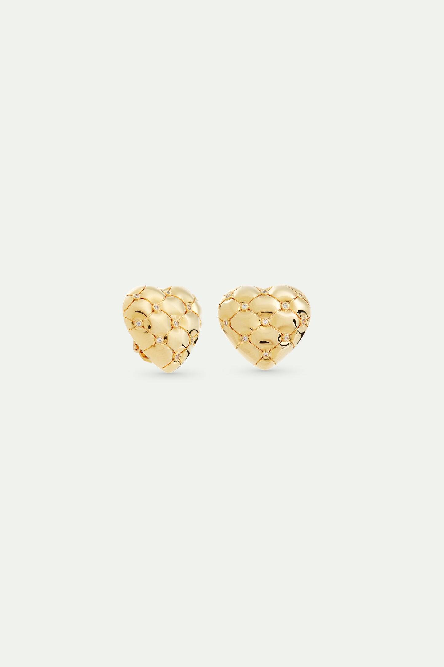 Quilted Gold Heart And Crystal Earrings | AVTH1031