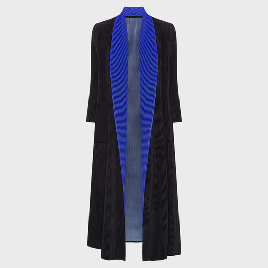 Alquema | Plisse Paint Coat / Black and Royal Lapel