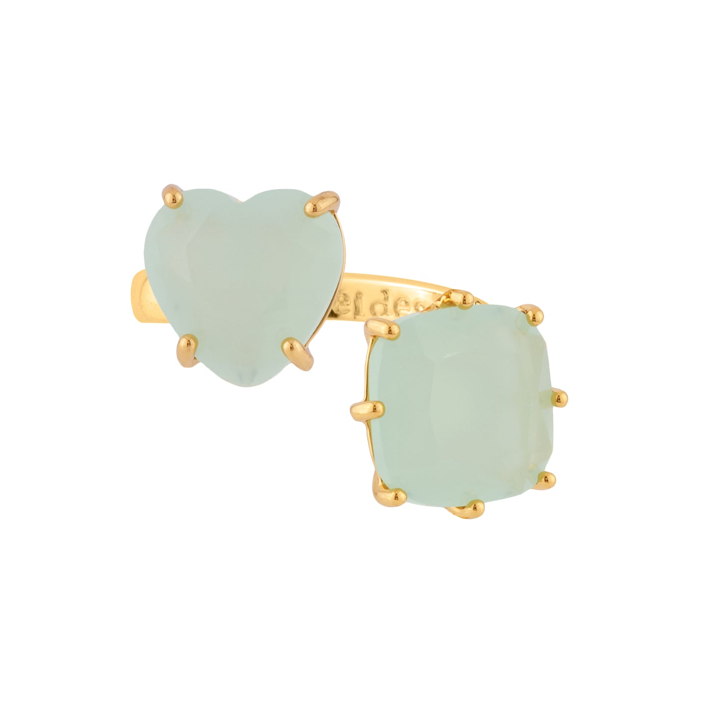 Green Heart And Square Stones La Diamantine Adjustable You And I Rings | XLD618