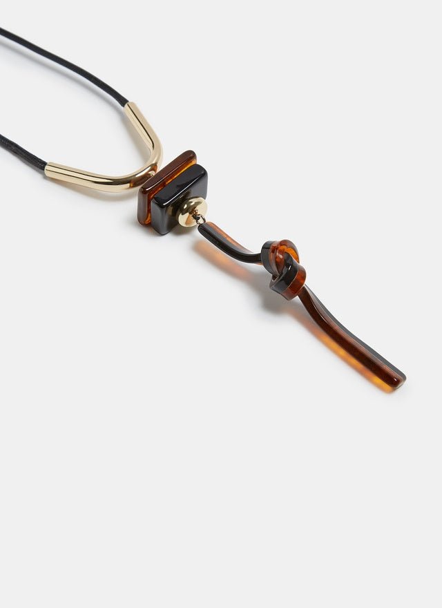 Women Necklace | Amber Long Resin Necklace With Knot by Spanish designer Adolfo Dominguez