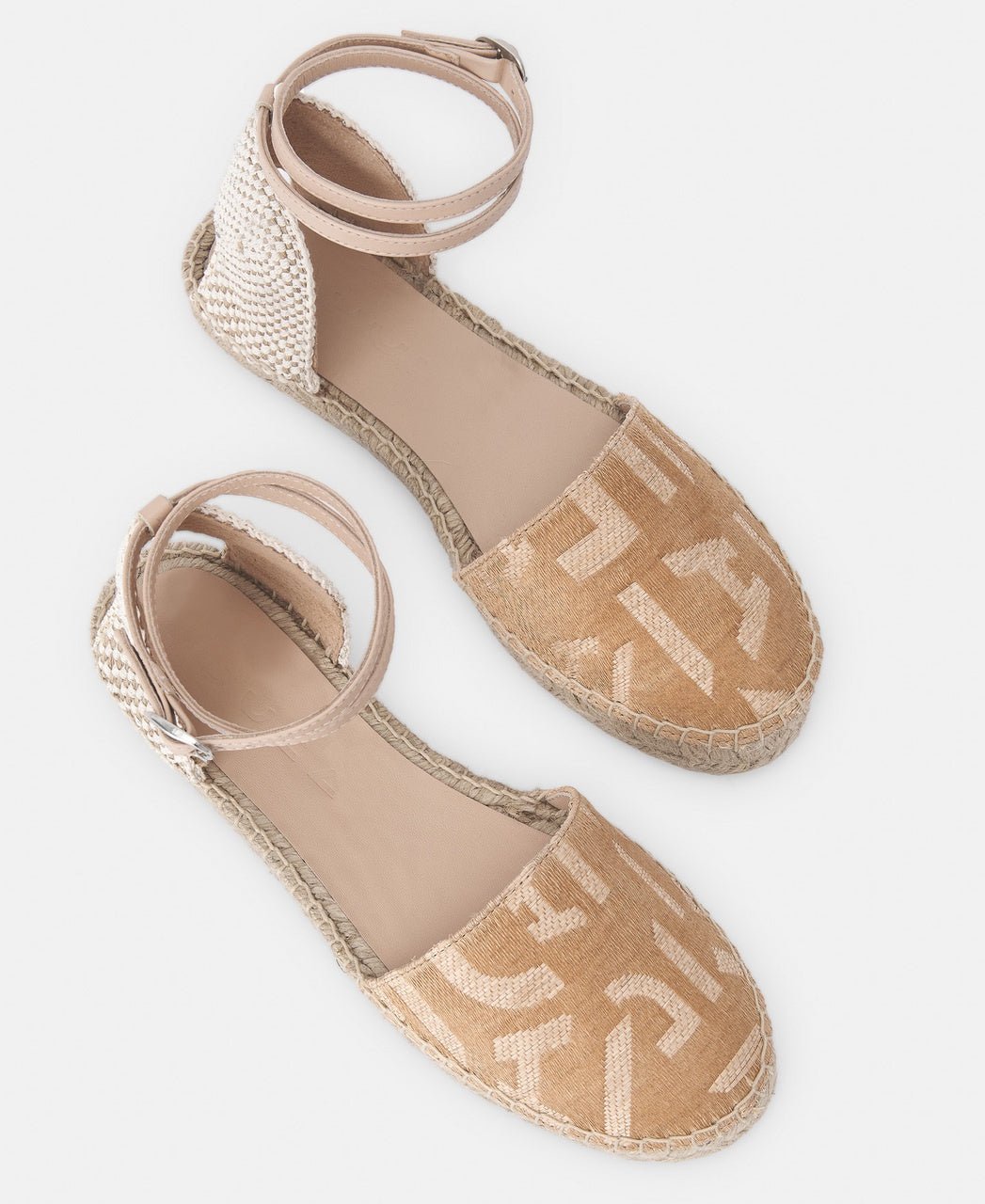 Women Shoes | Beige Flat Espadrilles With Logo by Spanish designer Adolfo Dominguez