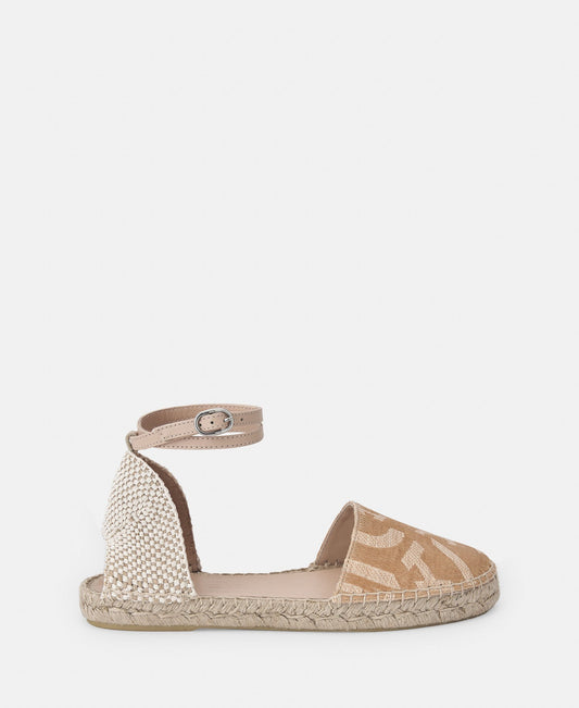 Women Shoes | Beige Flat Espadrilles With Logo by Spanish designer Adolfo Dominguez