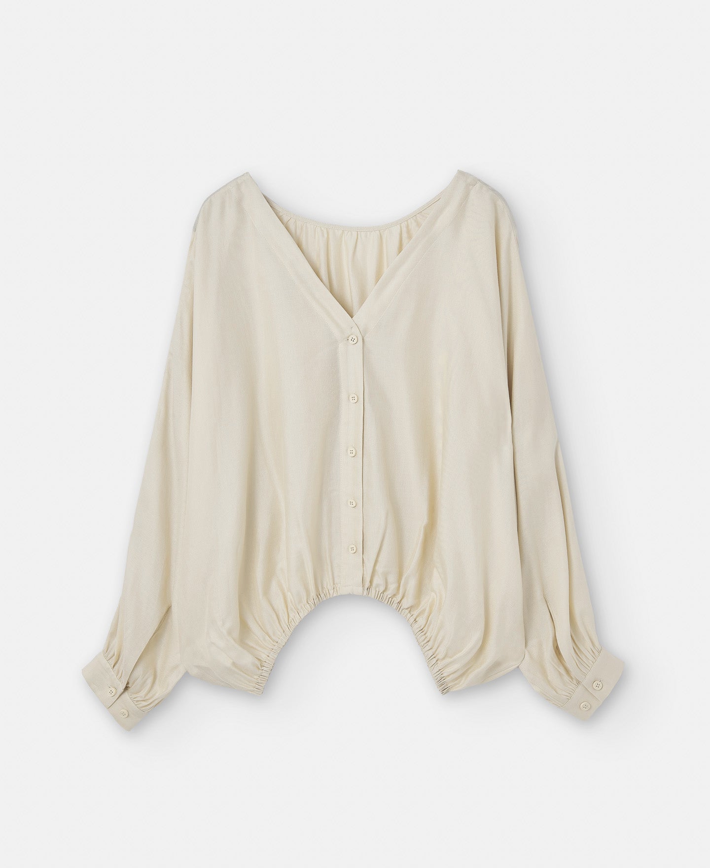 Women Shirt | Beige Lyocell Bat Sleeve Blouse by Spanish designer Adolfo Dominguez