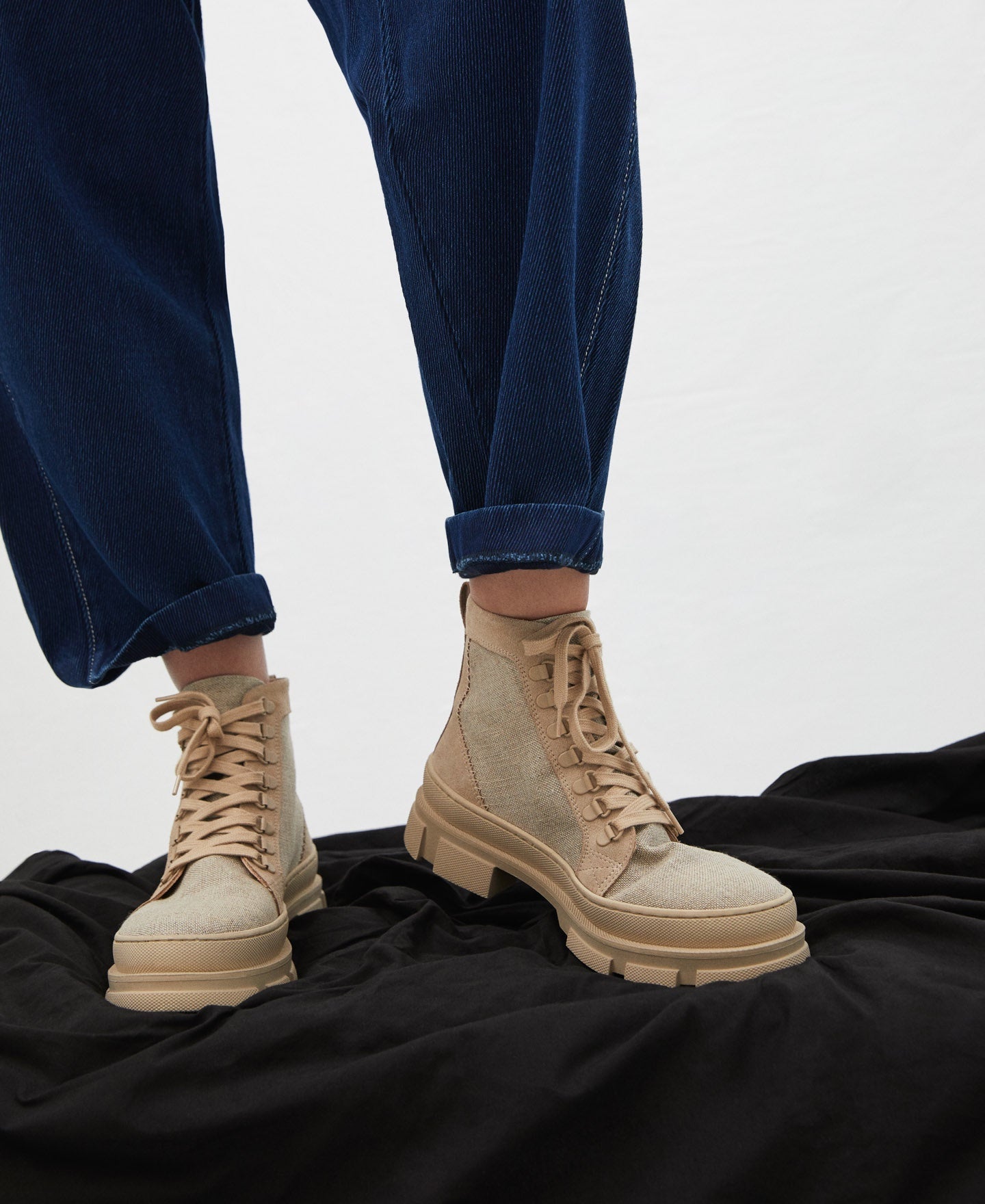 Women Shoes | Beige Track Sole Hemp Boot by Spanish designer Adolfo Dominguez