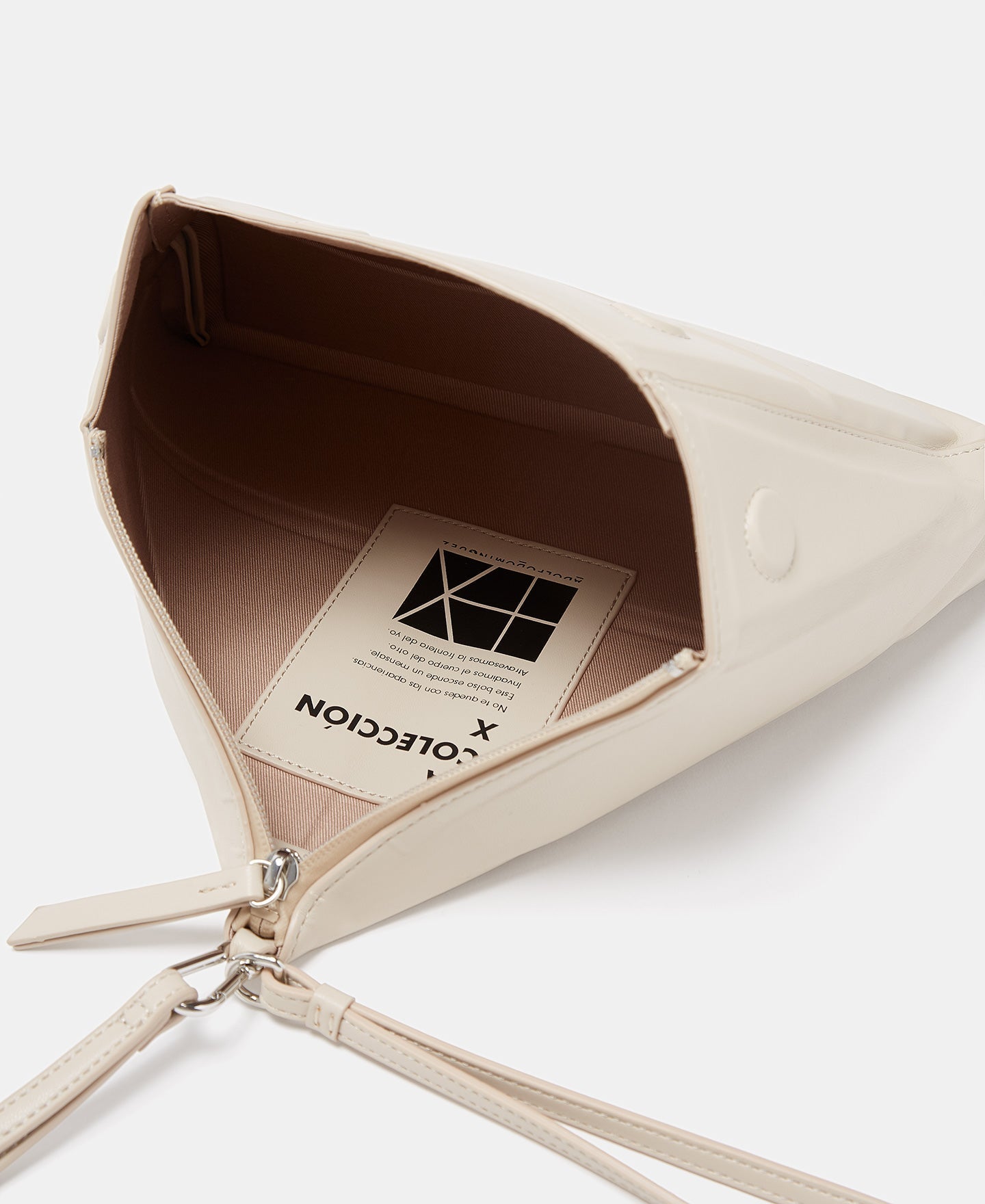 Women Bags | Beige Triangular Crossbody Bag With Volume by Spanish designer Adolfo Dominguez