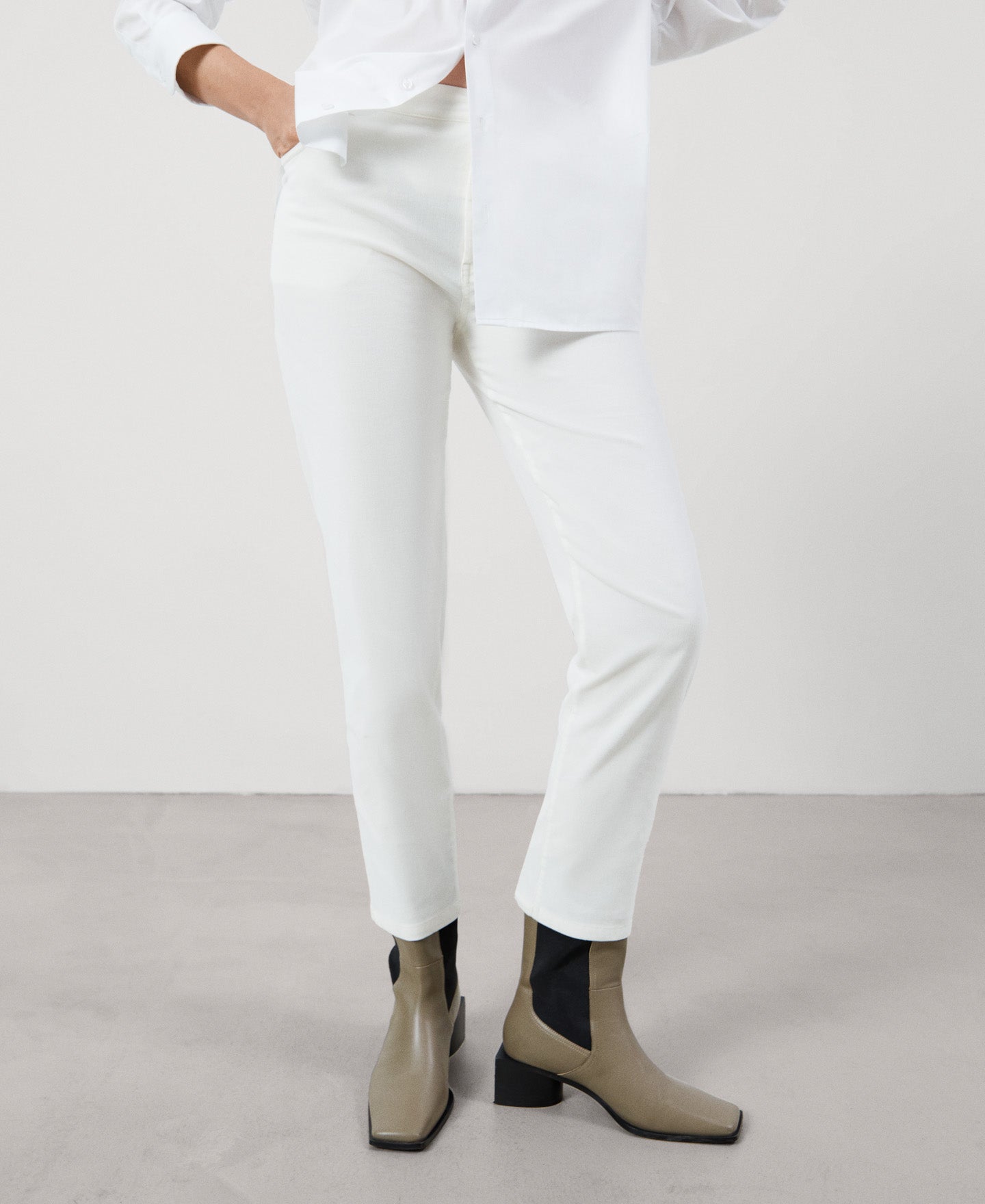 Women Trousers | Beige Trousers by Spanish designer Adolfo Dominguez