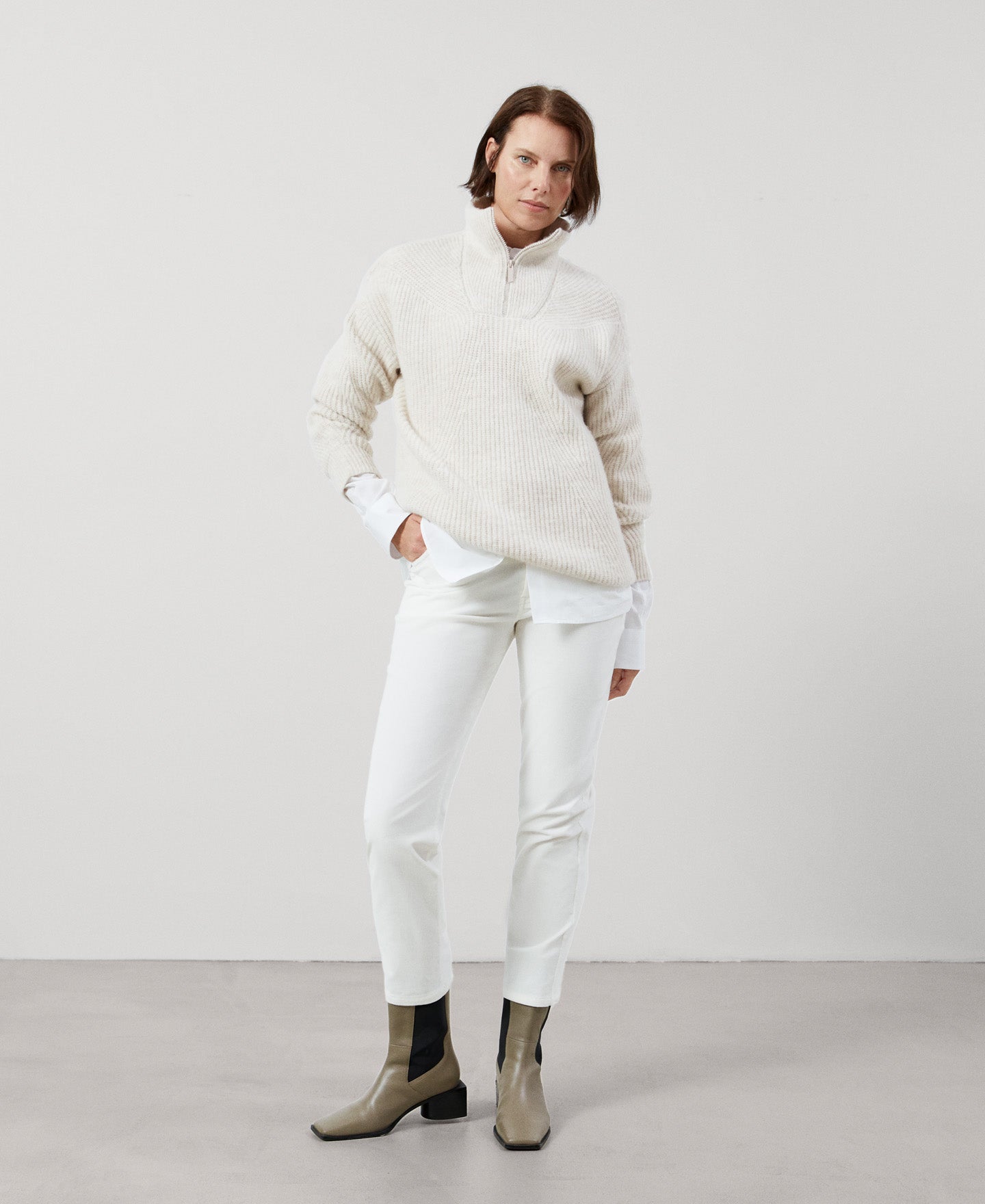 Women Trousers | Beige Trousers by Spanish designer Adolfo Dominguez