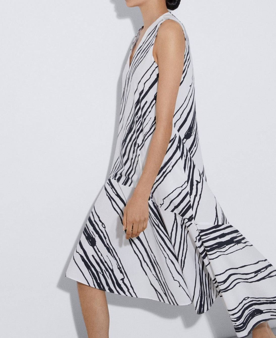 Women Dress | Black And White Printed Dress In Responsible Cotton by Spanish designer Adolfo Dominguez