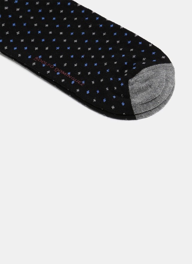 Men Socks | Black Ankle Socks With Two-Tone Motif by Spanish designer Adolfo Dominguez