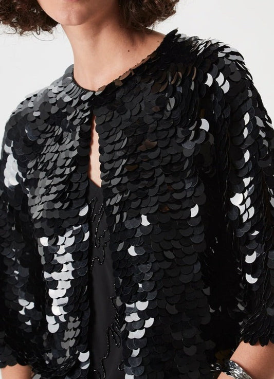 Women Unstructured Jacket | Black Cocktail Bolero Jacket by Spanish designer Adolfo Dominguez