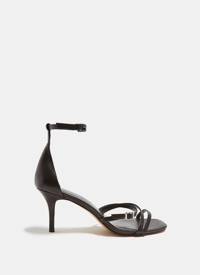 Women Shoes | Black Cocktail Sandals With Triple Strap by Spanish designer Adolfo Dominguez