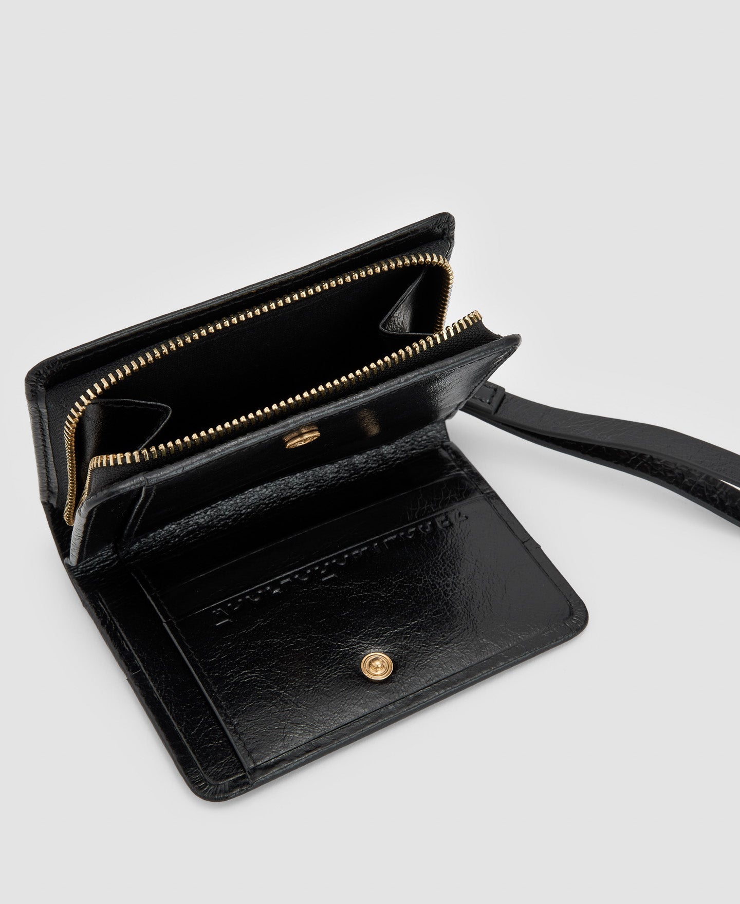 Women Wallet | Black Cracked Leather Medium Wallet by Spanish designer Adolfo Dominguez