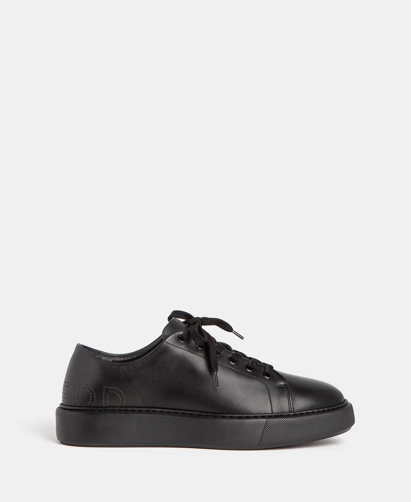 Men Shoes | Black Die-Cut Logo Sneaker by Spanish designer Adolfo Dominguez