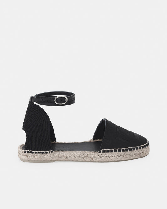 Women Shoes | Black Flat Espadrilles With Logo by Spanish designer Adolfo Dominguez