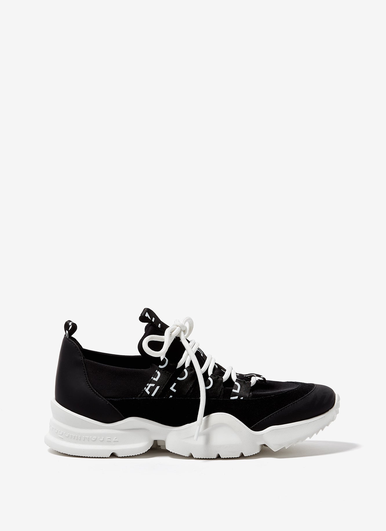 Women Shoes | Black Lace-Up Logoed Sneakers by Spanish designer Adolfo Dominguez