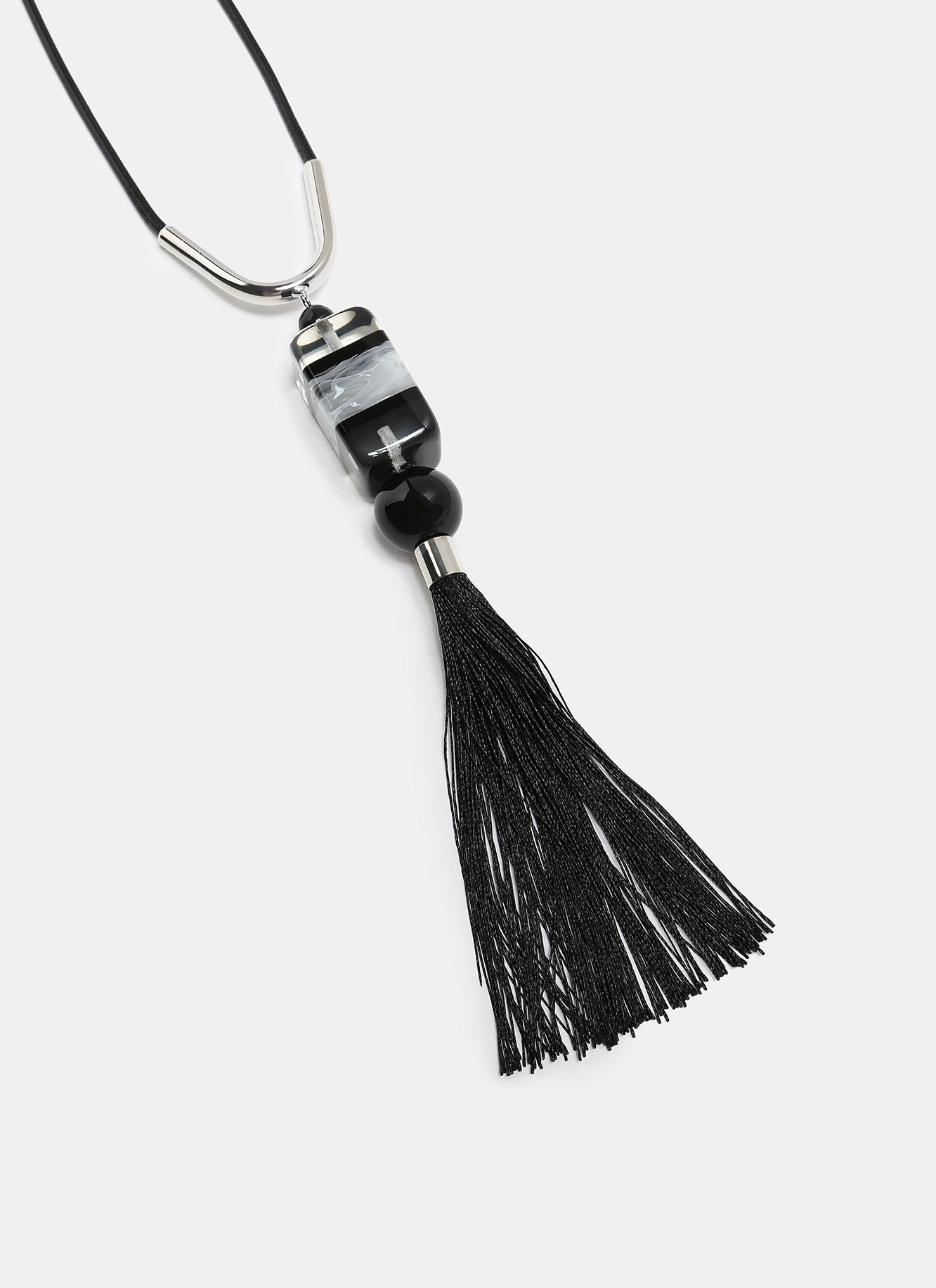 Women Necklace | Black Necklace With Resin Piece And Tassel by Spanish designer Adolfo Dominguez