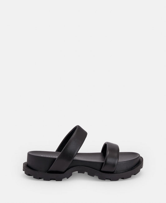 Women Shoes | Black Open Sandal With Track Sole by Spanish designer Adolfo Dominguez