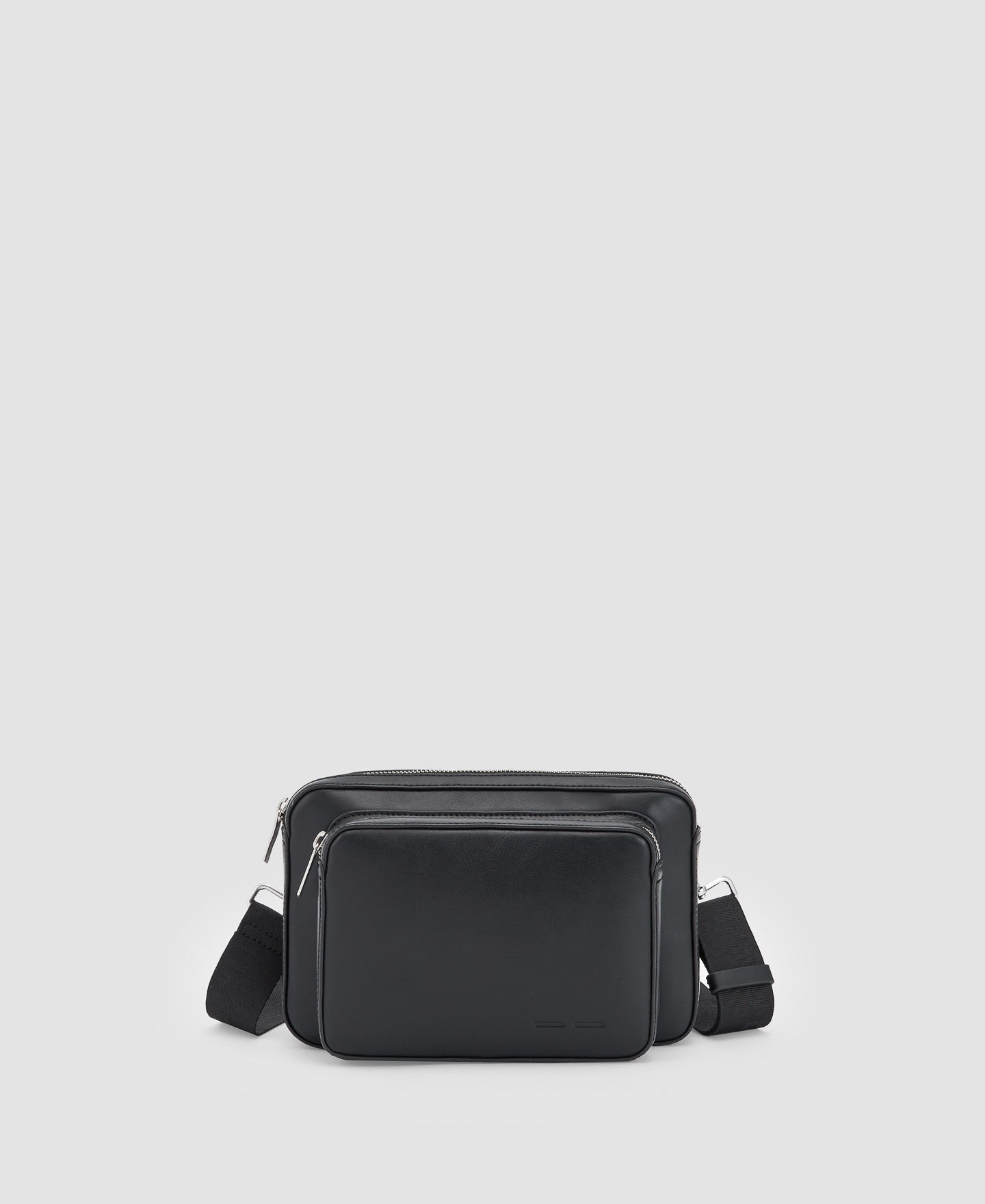 Men Bags | Black Recycled Materials Belt Shoulder Bag by Spanish designer Adolfo Dominguez