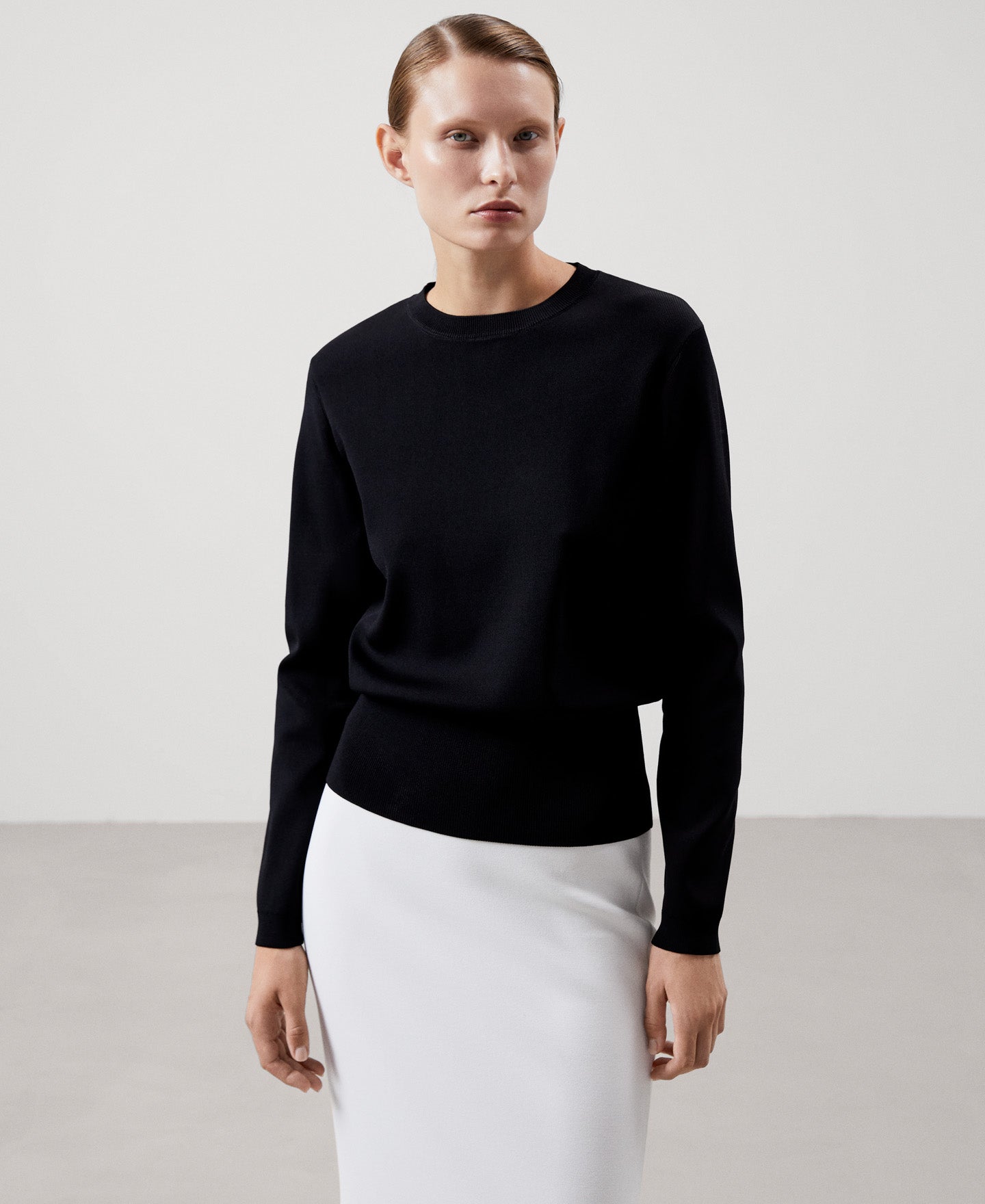 Women Jersey | Black Recycled Nylon Knitted Sweater by Spanish designer Adolfo Dominguez