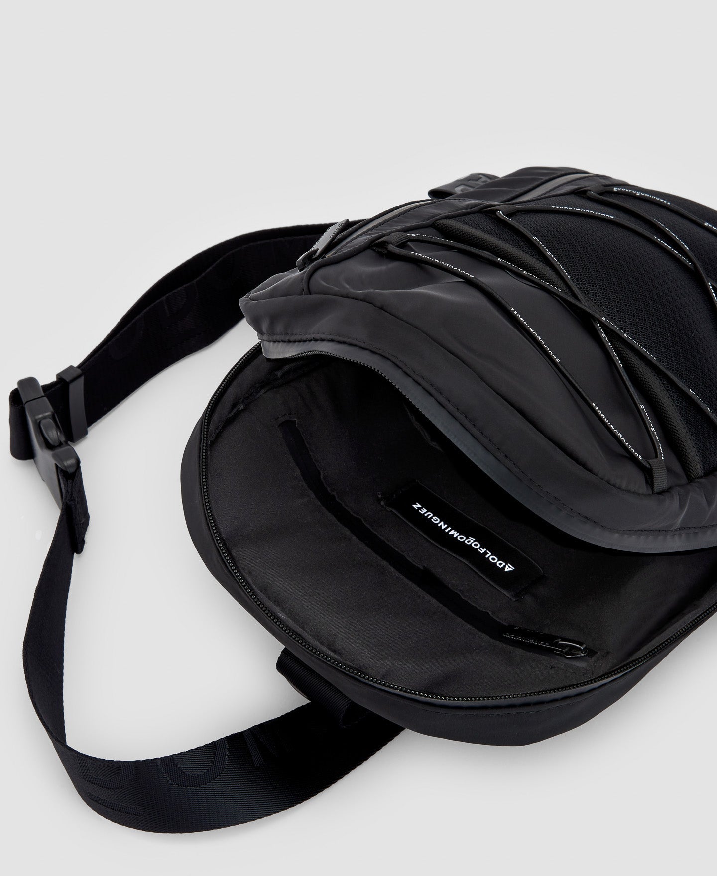 Men Bags | Black Recycled Polyester Backpack Shoulder Bag by Spanish designer Adolfo Dominguez