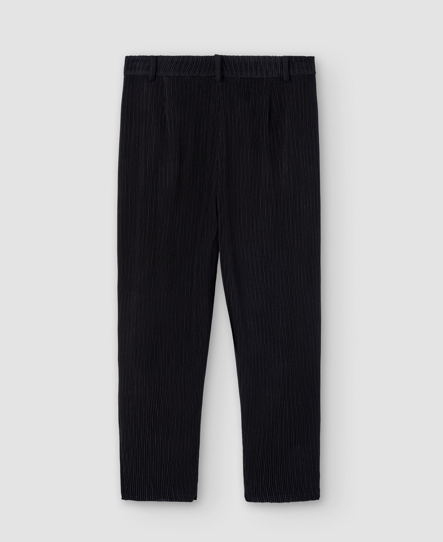 Men Trousers | Black Recycled Polyester Crinkle Trousers by Spanish designer Adolfo Dominguez