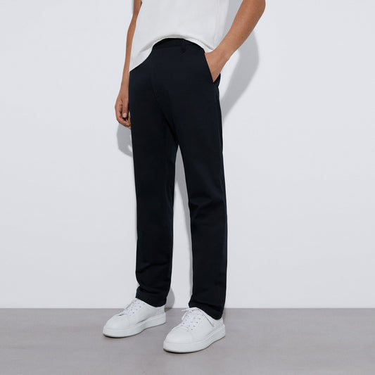 Men Trousers | Black Responsible Cotton Chino Pants by Spanish designer Adolfo Dominguez