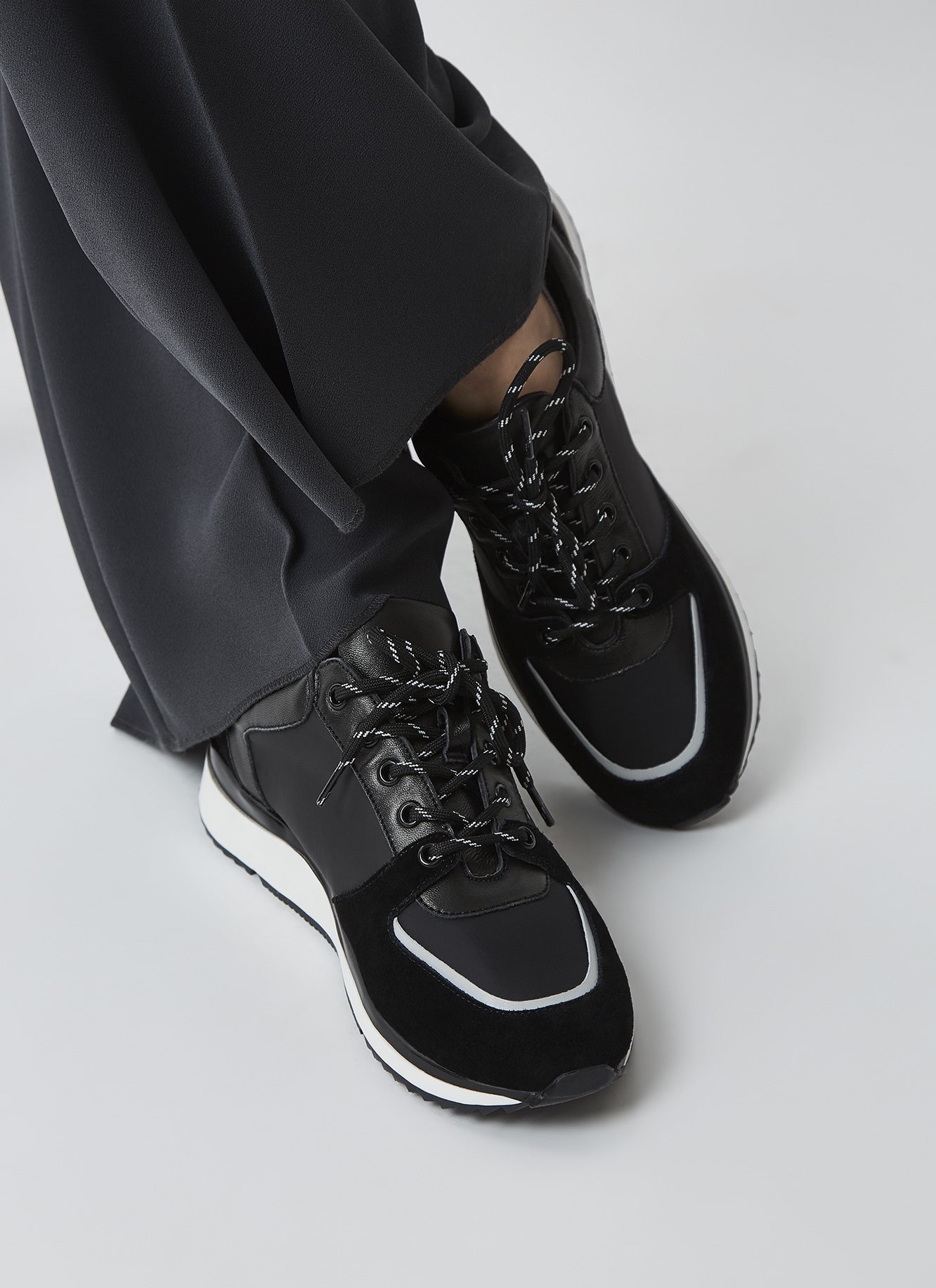 Women Shoes | Black Sneakers With Leather Appliqués by Spanish designer Adolfo Dominguez