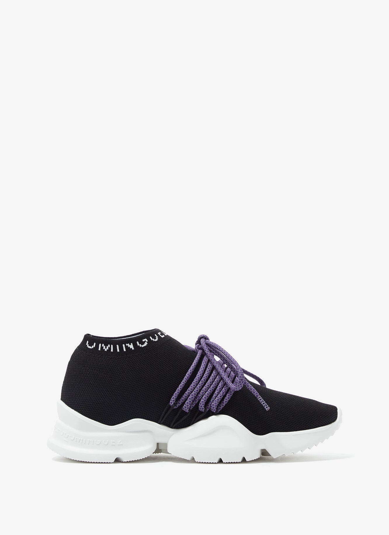 Women Shoes | Black Sock-Style Sneakers With Side Logo by Spanish designer Adolfo Dominguez