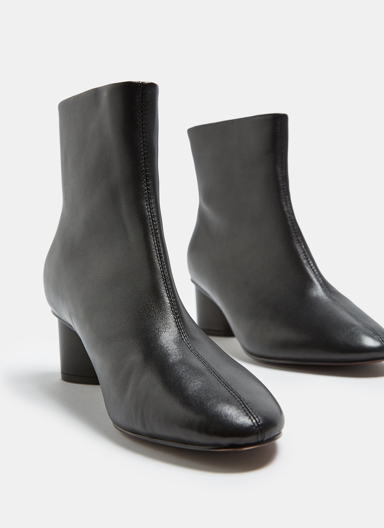 Women Shoes | Black Soft Leather Ankle Boots With Cuban Heel by Spanish designer Adolfo Dominguez