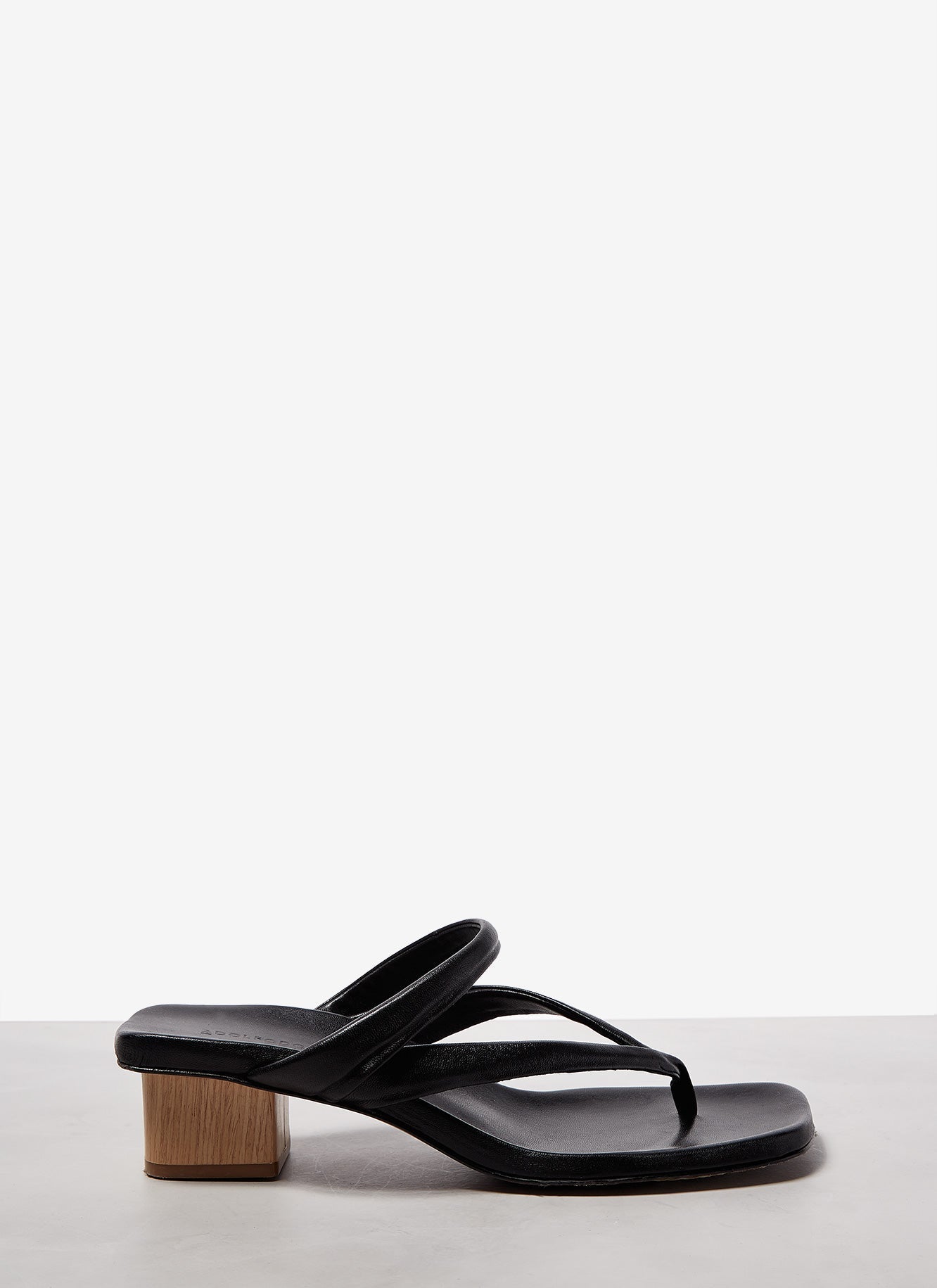 Women Shoes | Black Squared Sandals With Wood Heel by Spanish designer Adolfo Dominguez