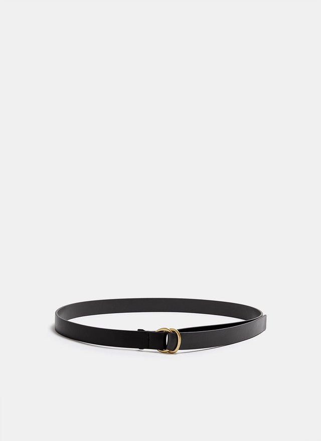 Women Belt | Black/Brown Leather Belt With Double Ring Closure by Spanish designer Adolfo Dominguez