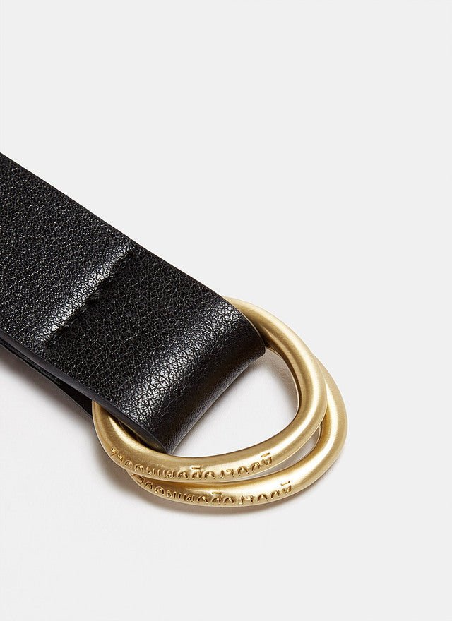 Women Belt | Black/Brown Leather Belt With Double Ring Closure by Spanish designer Adolfo Dominguez