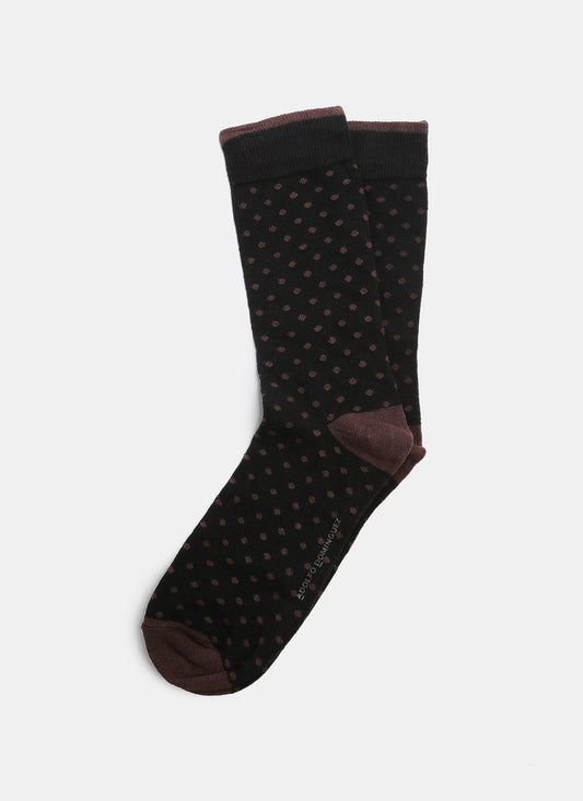 Men Socks | Black/Brown Low Cut Socks With Contrasting Motif by Spanish designer Adolfo Dominguez