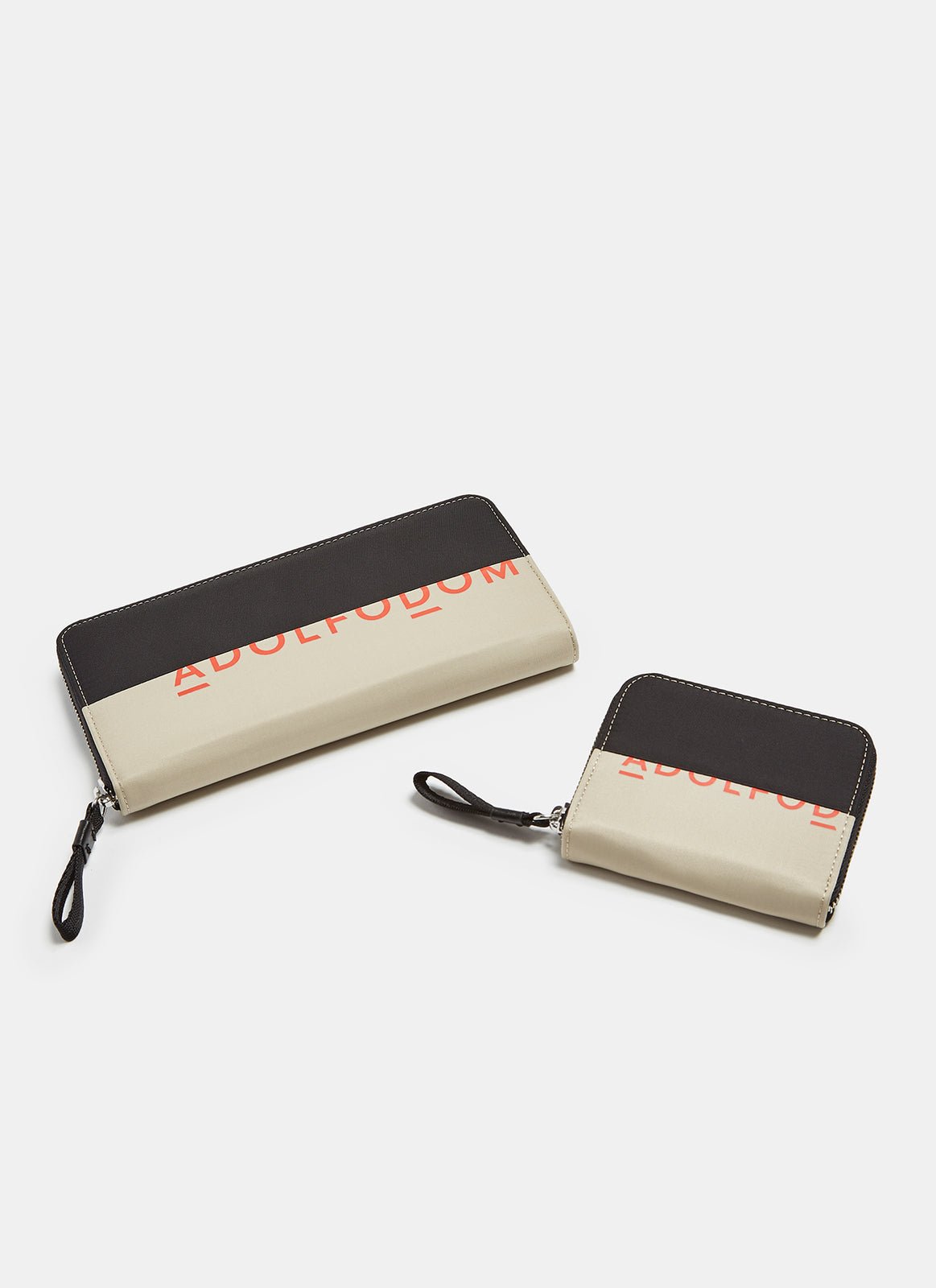 Women Wallet | Black/Cream Nylon Bicolour Large Wallet With Logo by Spanish designer Adolfo Dominguez