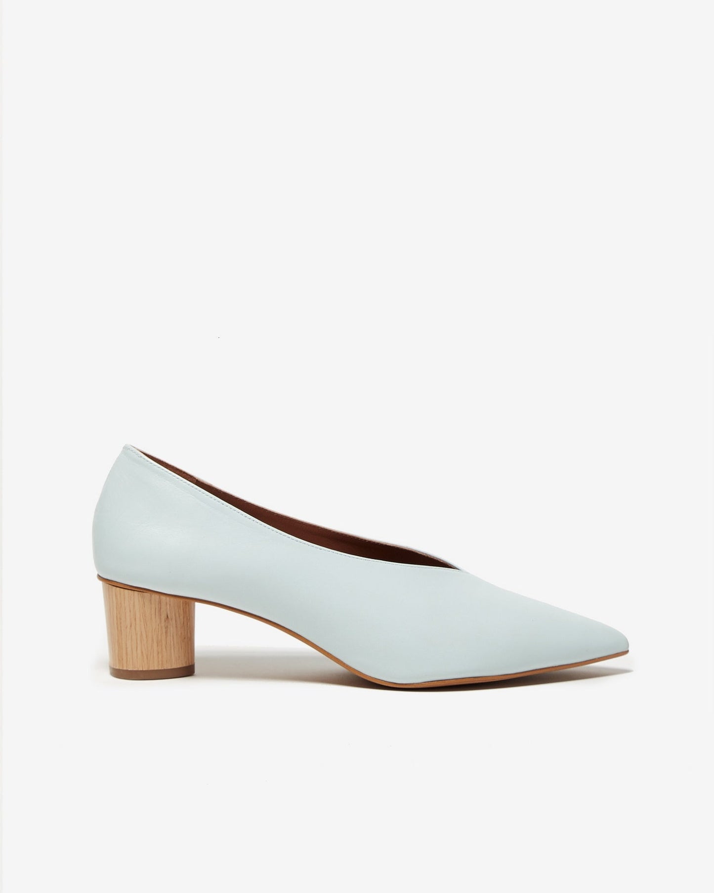 Women Shoes | Blue Leather Heeled Shoes With V-Vamp by Spanish designer Adolfo Dominguez