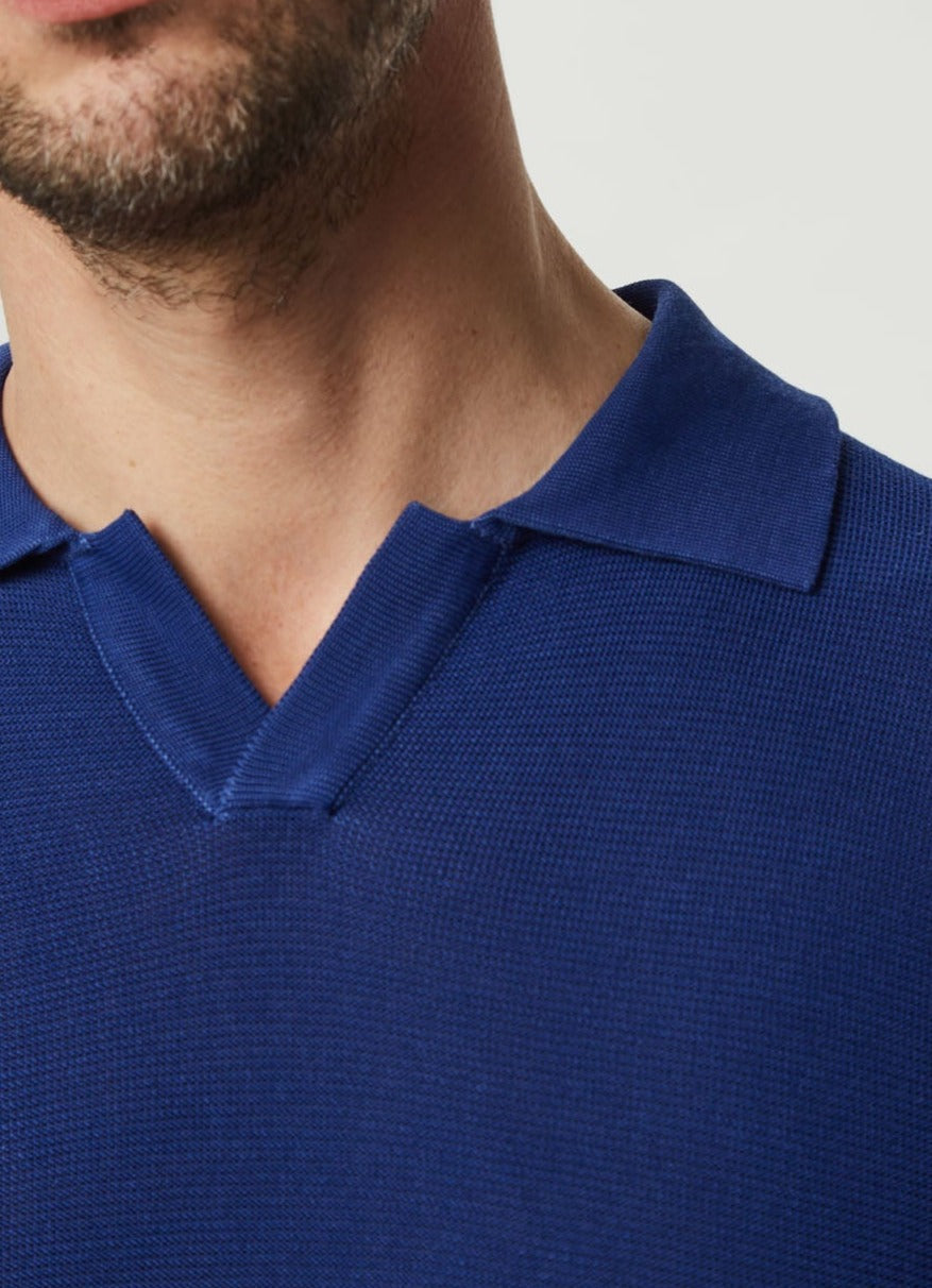 Men Polo | Blue Mallard Delave Polo Shirt With Short Sleeve by Spanish designer Adolfo Dominguez