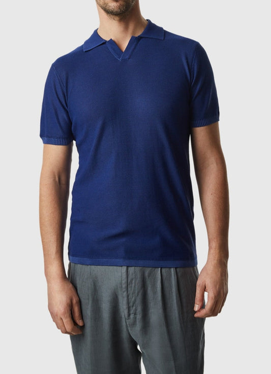 Men Polo | Blue Mallard Delave Polo Shirt With Short Sleeve by Spanish designer Adolfo Dominguez