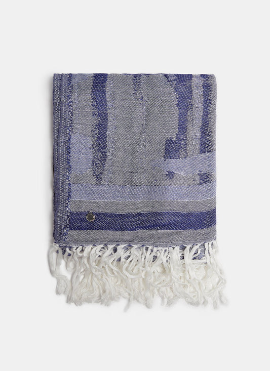 Women Shawl | Blue Print Jacquard Shawl With Abstract Print by Spanish designer Adolfo Dominguez