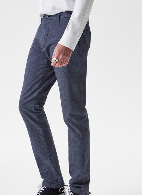 Men Trousers | Blue Stretch Trousers With Micro-Moti by Spanish designer Adolfo Dominguez