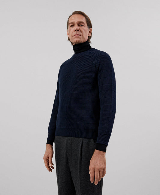 Men Jersey | Blue/Grey Sweater by Spanish designer Adolfo Dominguez