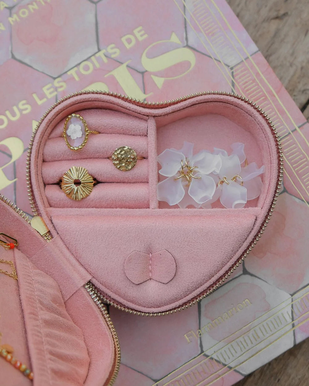 Céleste Pink Velvet Travel Jewelry Box