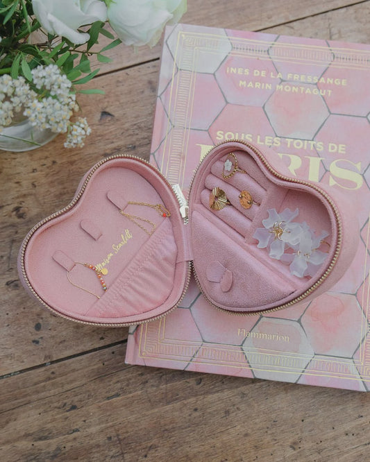 Céleste Pink Velvet Travel Jewelry Box