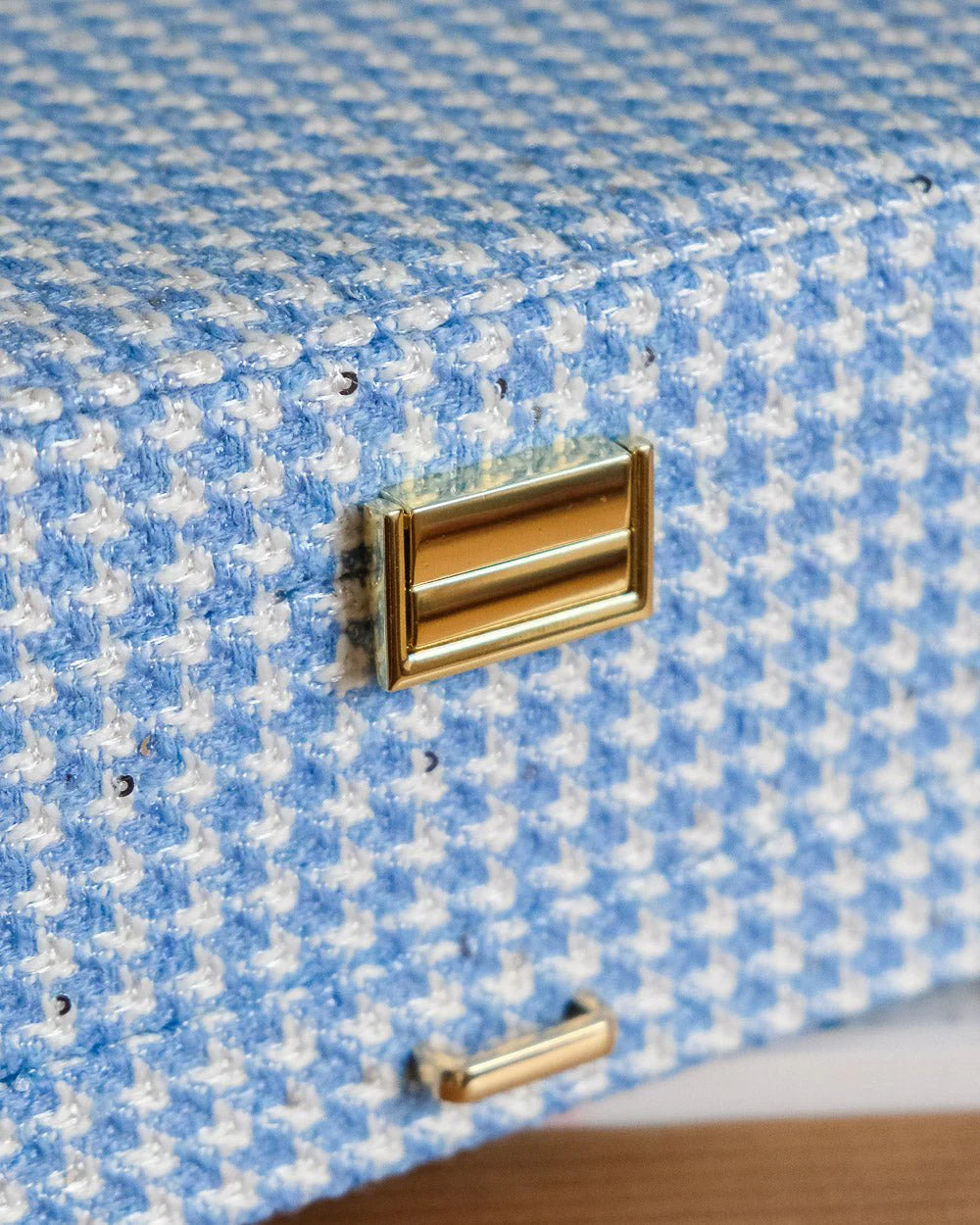 Denise Houndstooth Jewelry Box Sky Blue