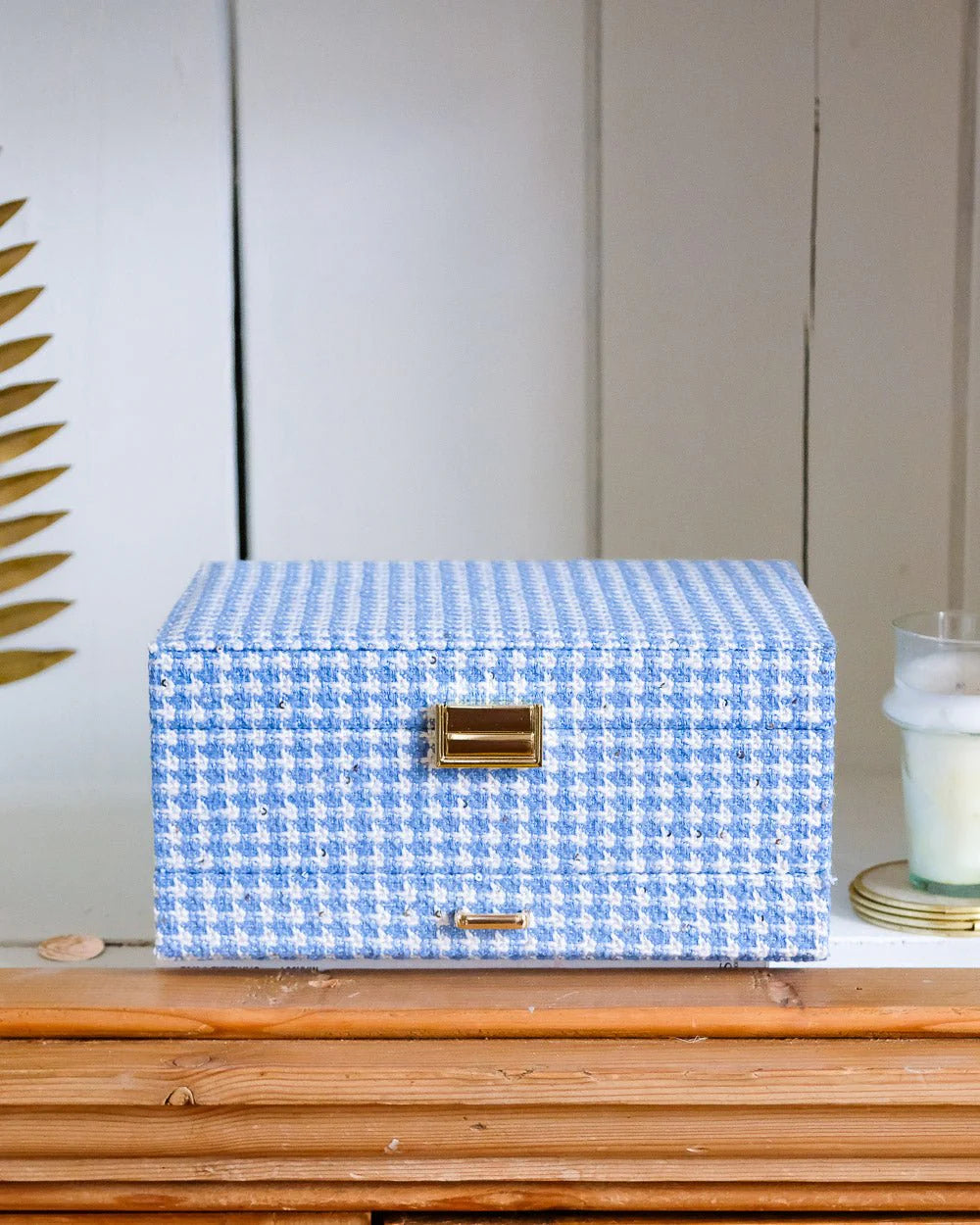 Denise Houndstooth Jewelry Box Sky Blue