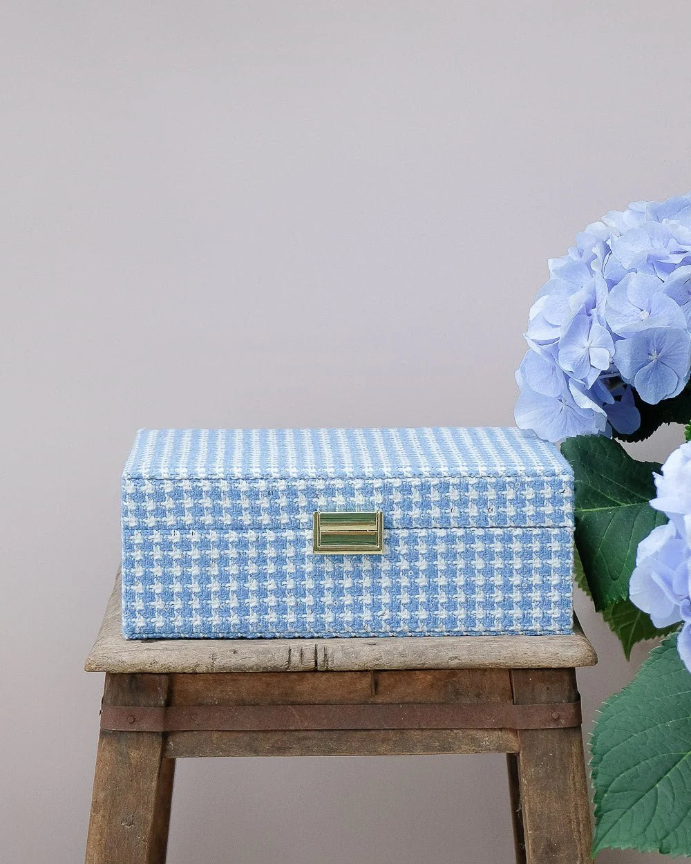 Louise Houndstooth Jewelry Box Sky Blue